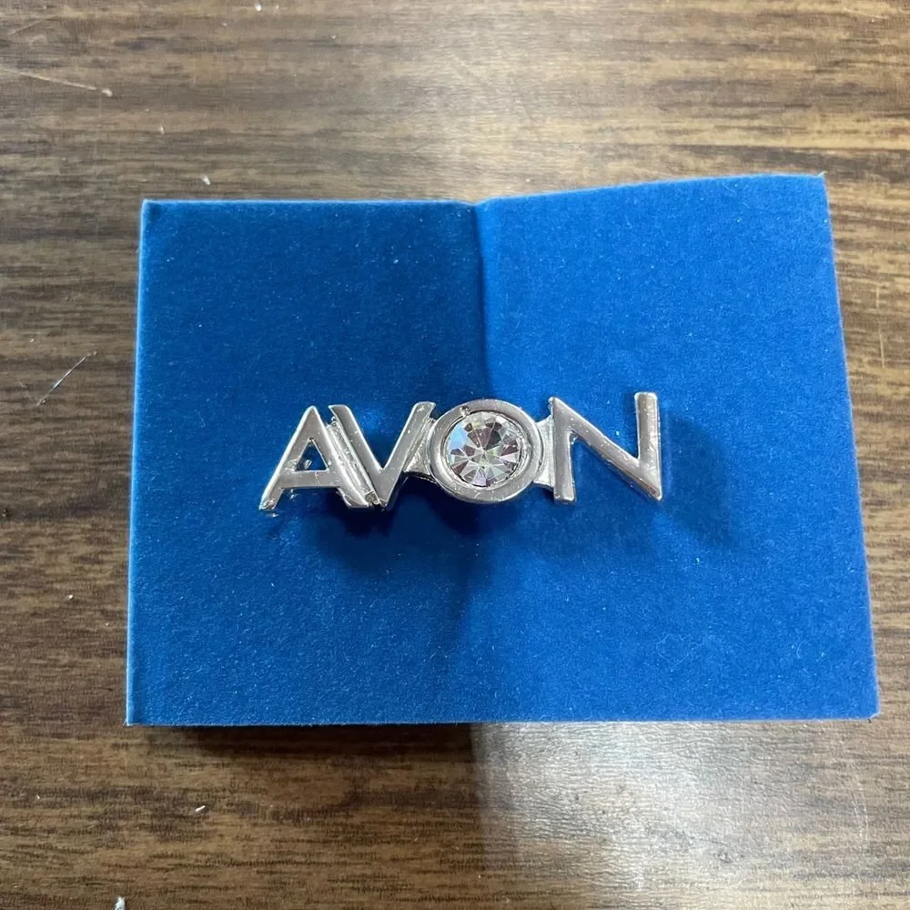 Avon New Representative Pin Silver Tone with Rhinestone Brooch Lapel Gift‎